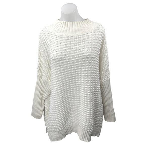 French Connection Mozart Popcorn Women's White Long Sleeve Mock Neck Sweater XL - Picture 1 of 4